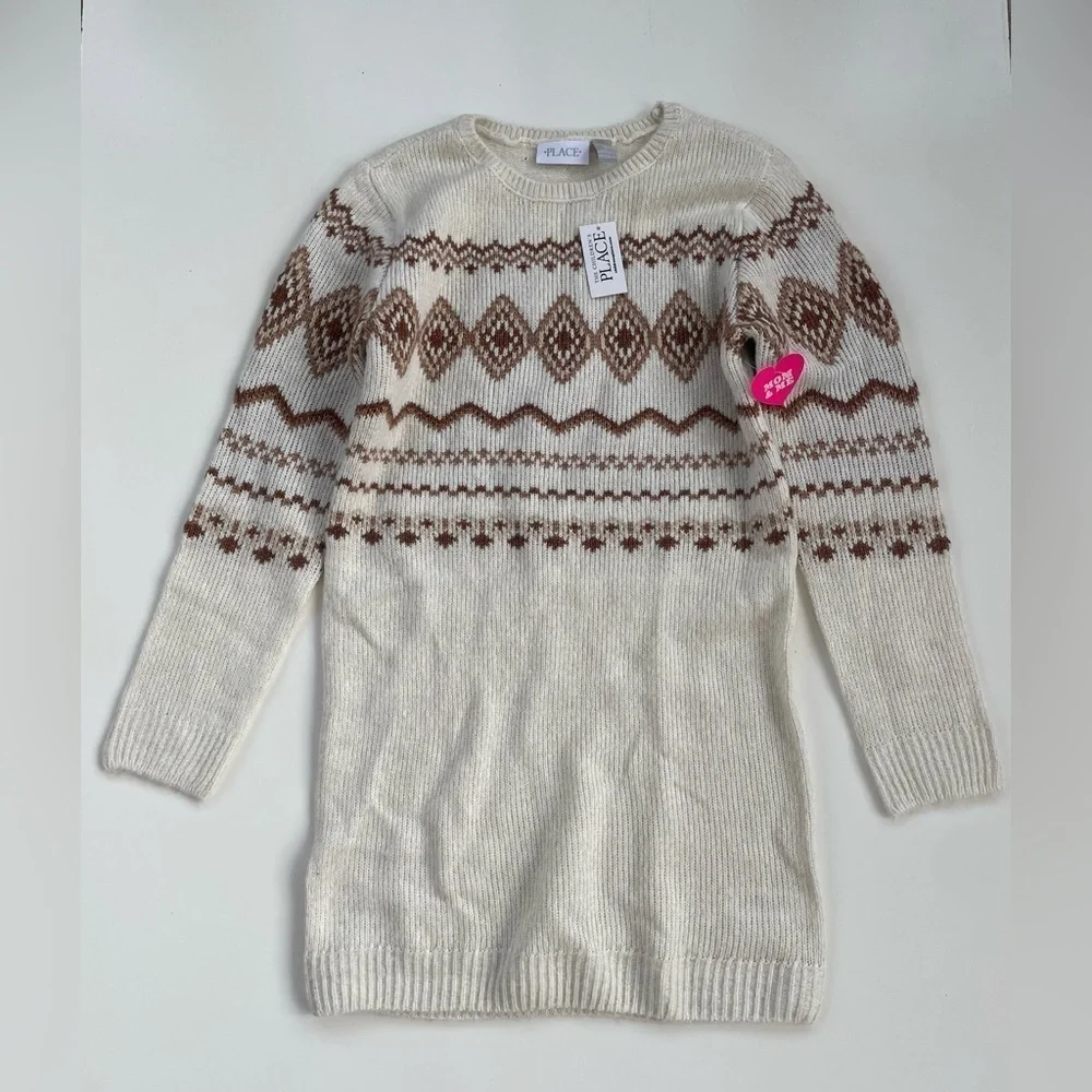 Children's Place Girls Mommy & Me Fairisle Sweater Dress Bunnys Tail Size 14 XL - Picture 2 of 10